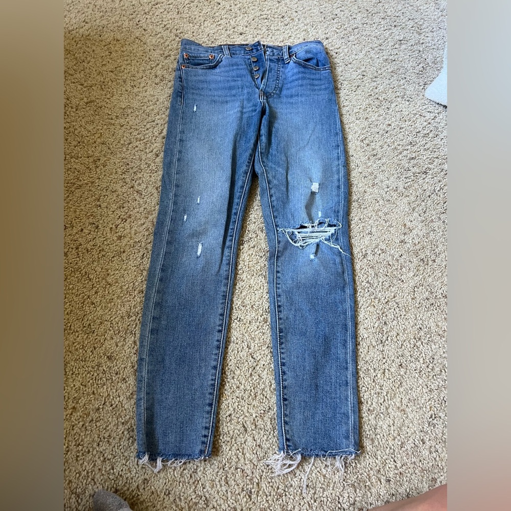Distressed Blue Jeans